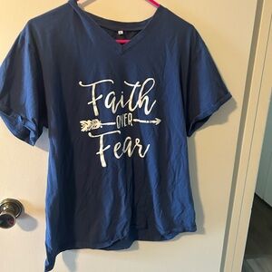 Blue Women’s Shirt with Inspirational Print